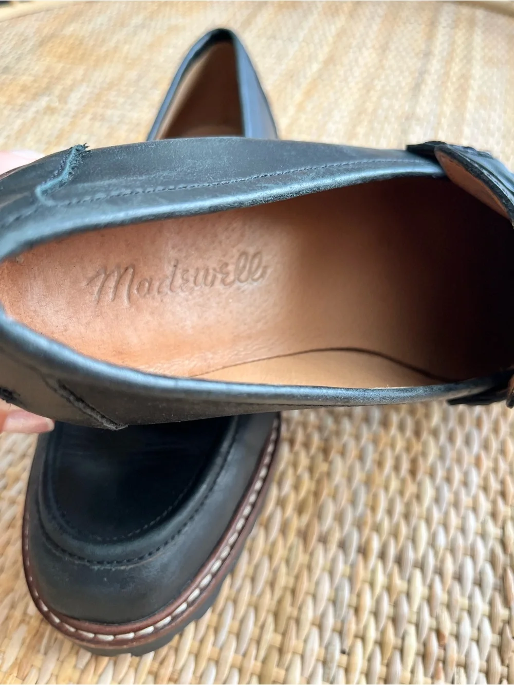 Madewell Black Leather Lugsole Penny Loafers - Size 7 - Picture 4 of 11